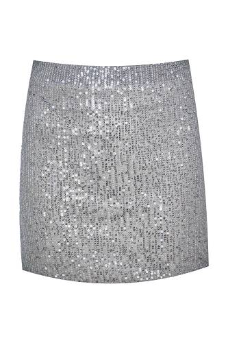 SILVER SHINY MINI SKIRT
